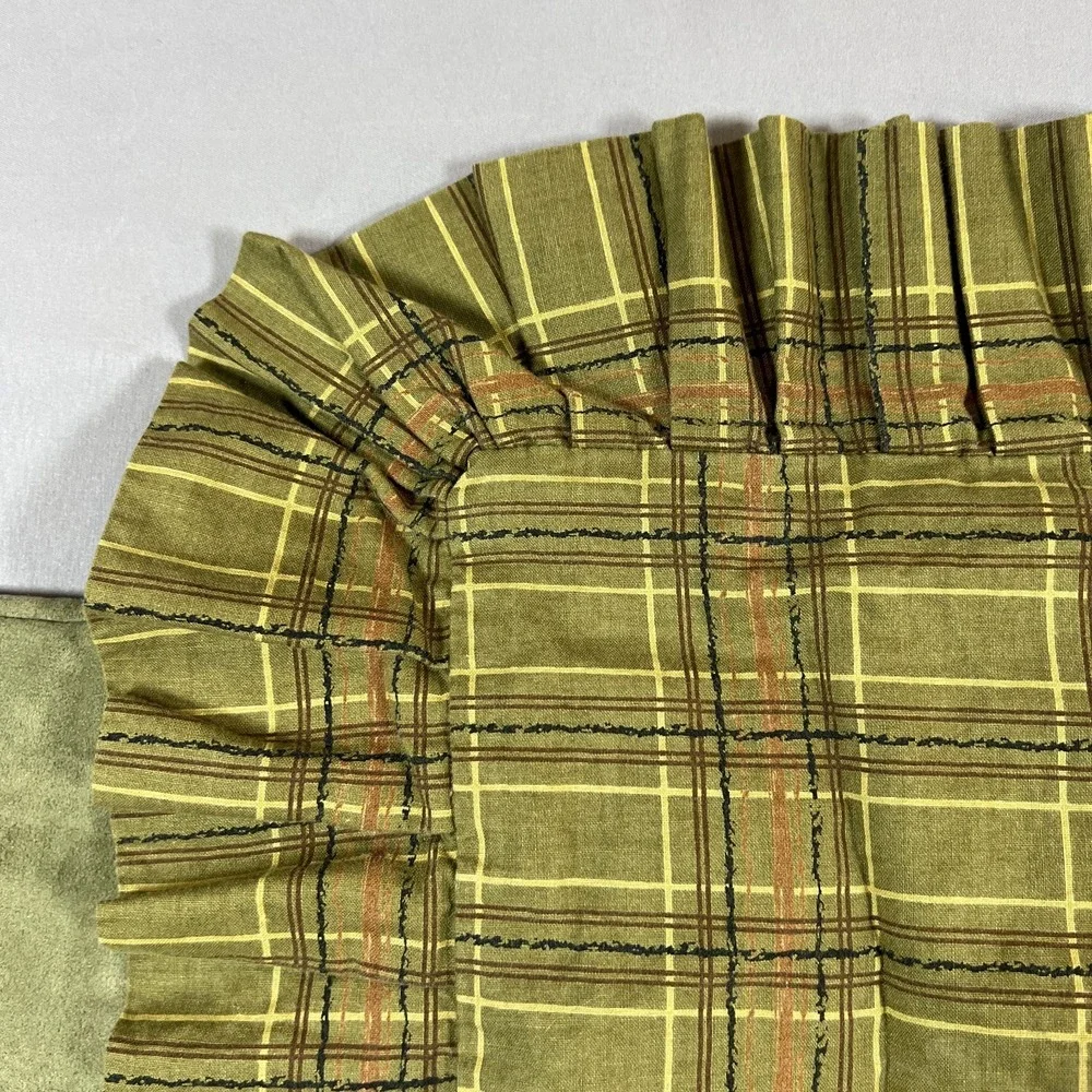 Set Of 2 Donna Sharp Pillowcase Standard Euro Green Plaid Pine Cone Embroidery